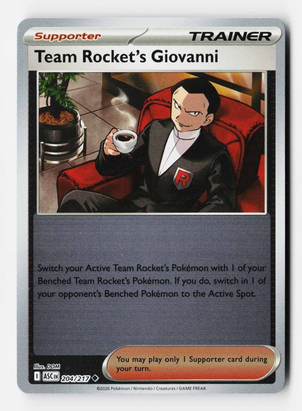 Team Rocket's Giovanni Reverse Holo Uncommon ME: Ascended Heroes 204/217 NM