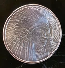 Chief Indian Buffalo Bison American Rare Vtg Roun Bullion-0.999 Silver 1 Oz Coin
