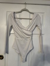 Princess Polly Women s Size 0 Long Sleeve White Bodysuit