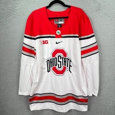 VTG Ohio State Buckeyes Hockey Jersey Mens XL White Red NCAA OSU Big 10 Nike 
