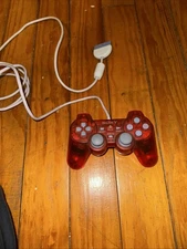 Sony PlayStation 1 PSOne Transparent Red DualShock Controller OEM Tested