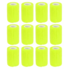 12 Rolls Adhesive Elastic Tape Bandage,3" x 5 Yards Knee Tape,Fluorescent Yellow
