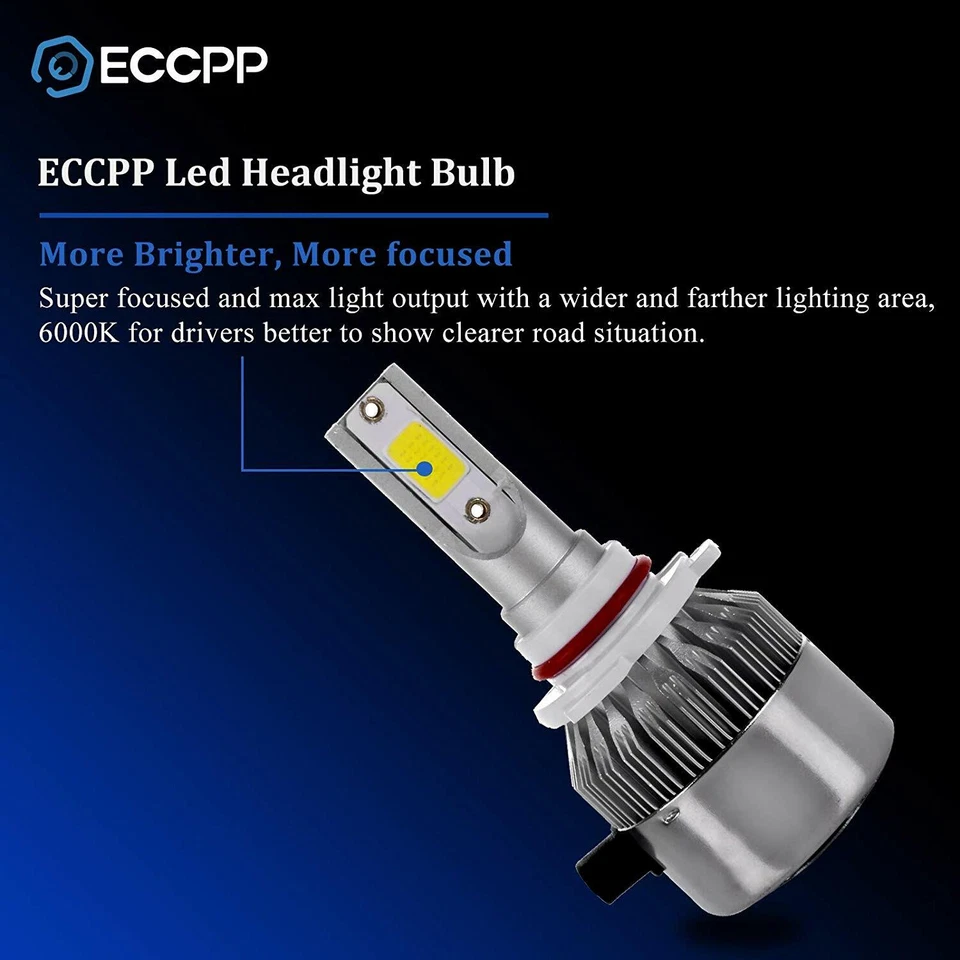 ECCPP 9005/HB3 LED Headlight Bulb Hi/Lo Beam White Fog Lights Conversion Kit - 8 - Image 4 of 4