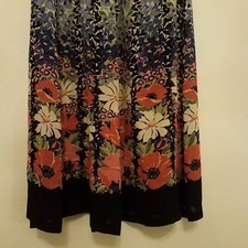 Rare Vtg 50s Antique Women Skirt Floral 6 panel A-Line Strips 100 Chiffon Sz L