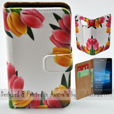 For Nokia Series - Colourful Tulip Print Wallet Mobile Phone Case Cover