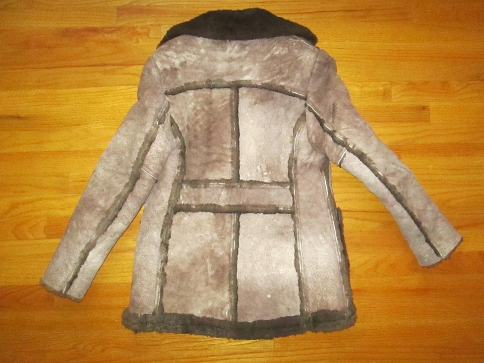 SCHOTT De Colección Años 70 80 Gamuza Sherpa Chaqueta Piel de Oveja Cuero Abrigo Ranchero Dama Talla 12 Foto 3 de 4