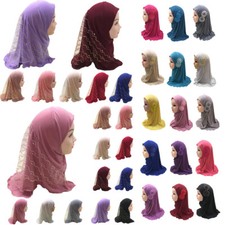 Amira One Piece Muslim Kids Girls Headscarf Wrap Shawl Islamic Turban Scarf 2-7Y