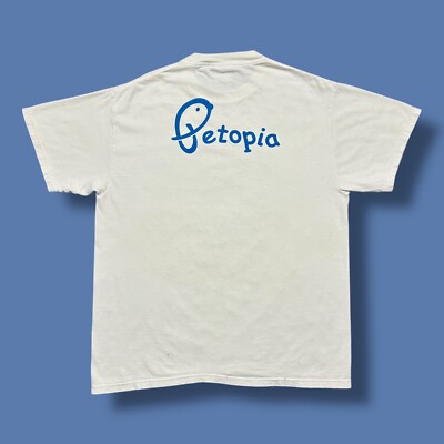 Vtg Petco Shirt 90s Graphic Tee Petopia Short Sleeve White Mens Large