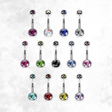 4PCS 14G Belly Button Rings Surgical Steel Double CZ Navel Ring Piercing Jewelry