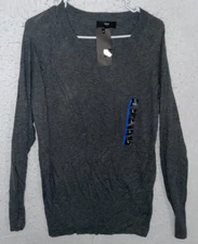 Women’s Massimo Dutti Gray Crewneck Sweater sz L Knit Long sleeve NEW NWT