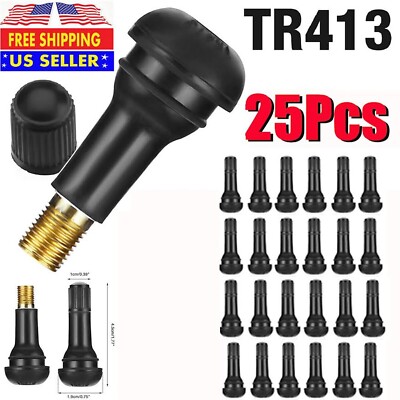 25 Pack TR412 Tire Rubber Valve Stem – Short Stem For ATV, Lawn Mower, Garden Tractor