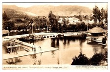 RPPC Alberca- Playa de Hotel, Escena de Piscina, Garci Crespo, Tehuacán, Puebla, México