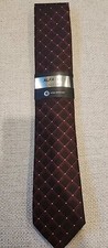 Alfani Men's Tessy Grid Tie - Burgundy