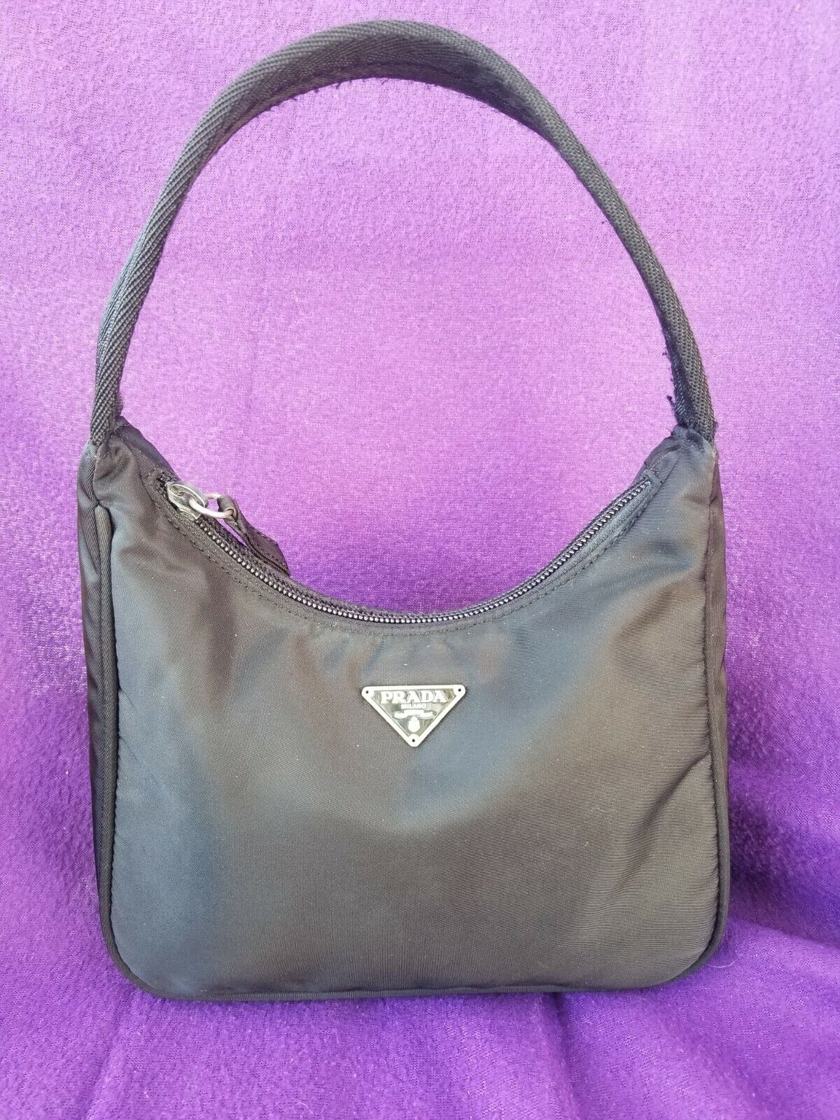 Prada Handbag Black Nylon Sport Purse Vintage Shoulder Bag Tessuto Authentic