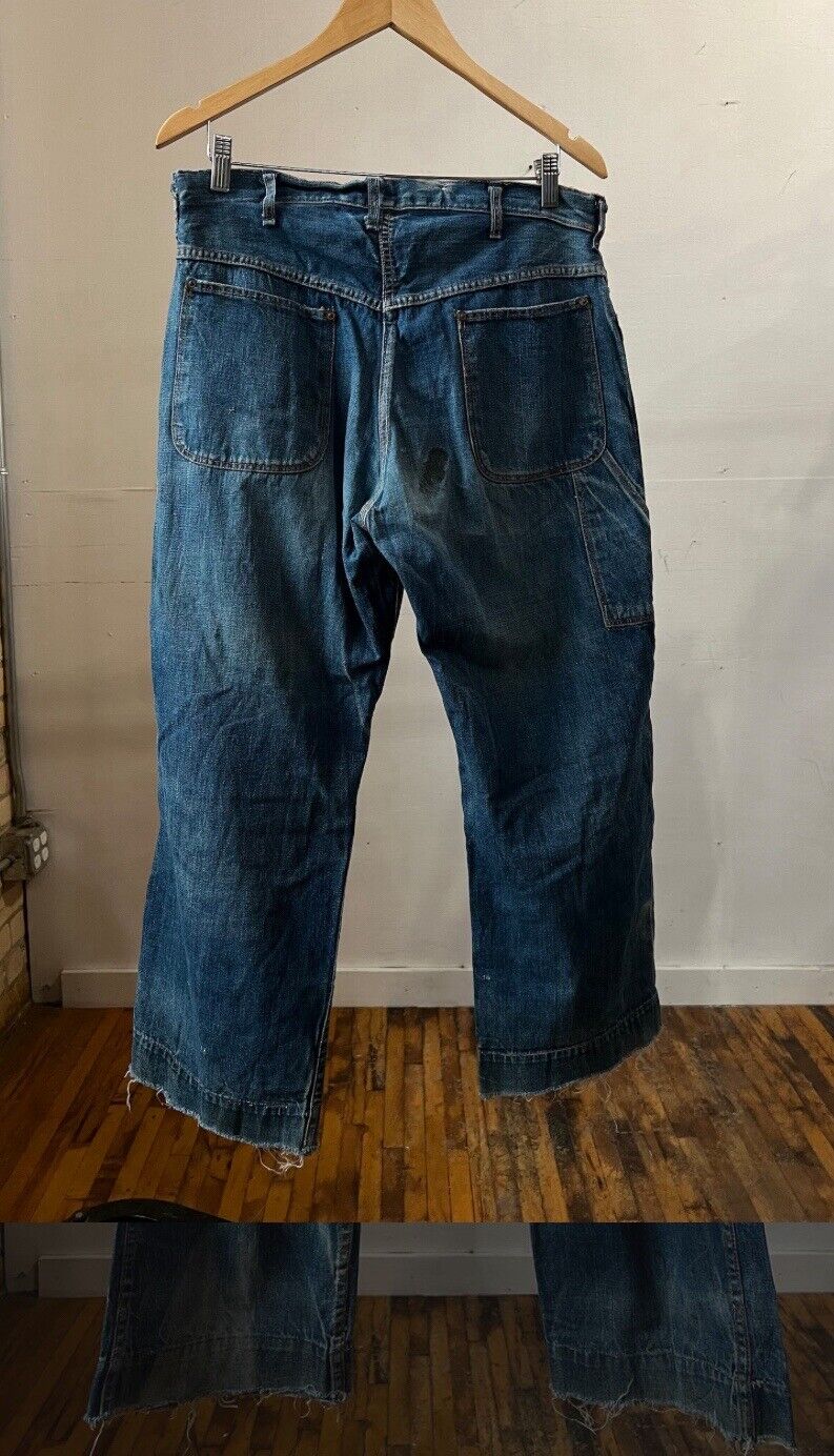 Vintage 1940’s Button Fly Worn-in Carpenter Jeans… - image 2