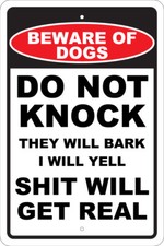 BEWARE OF DOGS - 8"X12" ALUM SIGN - MAN CAVE, FUNNY, WARNING, SECURITY, PETS