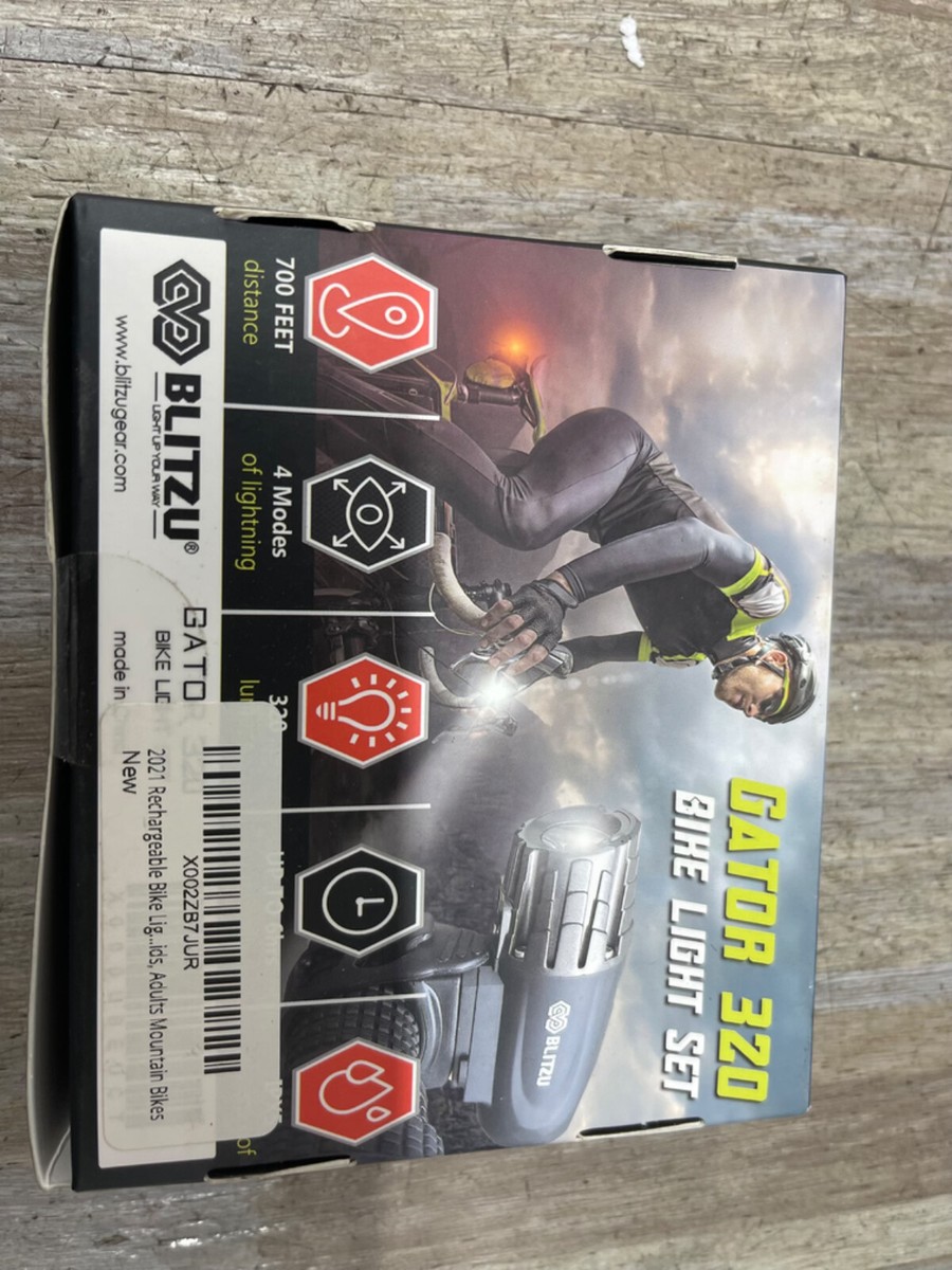BLITZU GATOR 320 LUMENS USB RECHARGEABLE BIKE LIGHT NIB