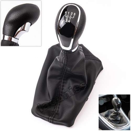 Pommeau De Levier De Vitesse 5 Vitesses Blanc & Cuir Noir Pour Opel Corsa D/E, Adam - Remplacement Direct