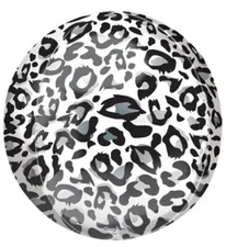 Anagram 15" Orbz Spherical Balloon - Animal Snow Leopard Print