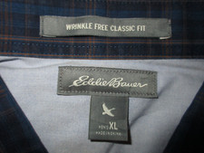 Eddie Bauer Classic Fit Wrinkle Free Men's Plaid Long Sleeve Shirt Size XL