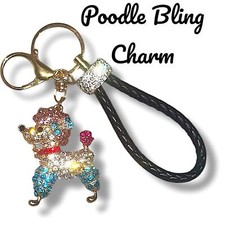 Poodle Bling Charm/Keychain. Brand New Only1. Leather wrist strap.