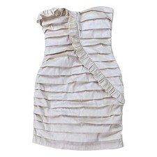 City Triangle Womans Dress Size 5 Ruche Strapless Tan Bodycon Mini