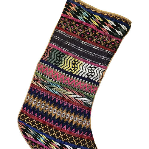 Calza Natalizia Kilim Grande Ricamata Dillards Colorati 23" x 9 Schienale Lino - Foto 2 di 4