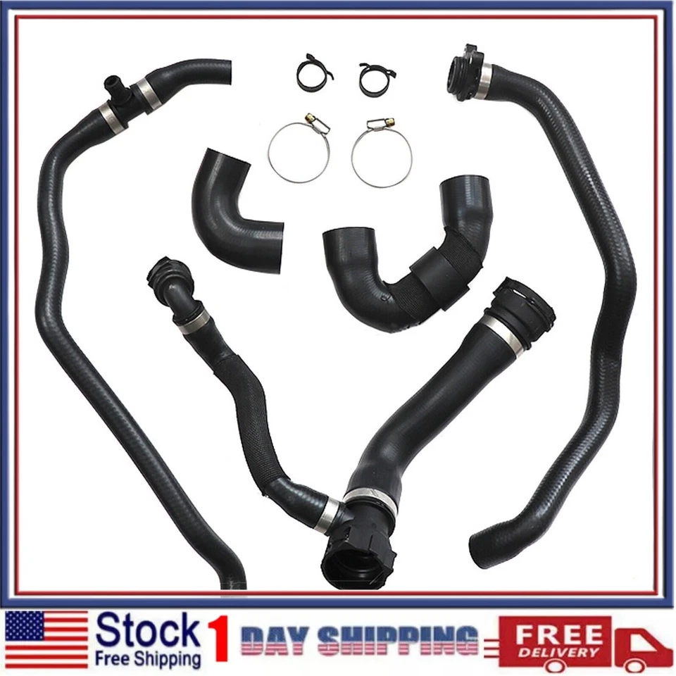 Manguera de tubo de refrigerante de radiador de agua del motor 5 piezas para BMW X5 X6 2011-2014 Foto 3 de 4