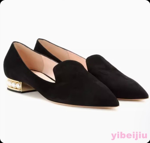 2024 Women Fashion OL Pearls Low Heel Dress Work Office Lady Ballet Loafer Shoes - Picture 10 of 15