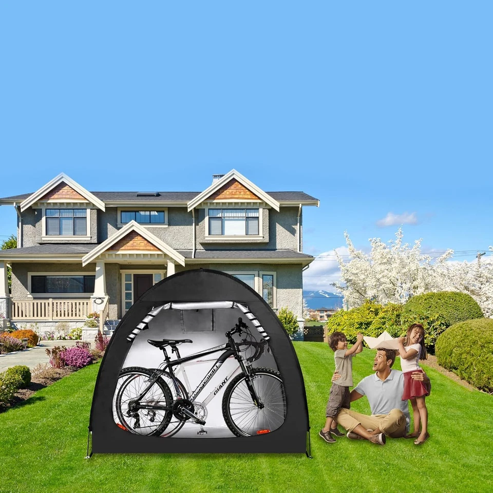 Portable Waterproof Bike Storage Shed Tent 2-4 Bicycles Durable Outdoor Shelter - Image 3 of 4