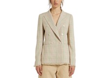 Marella Rivalsa Plaid Fringed Double Breasted Jacket