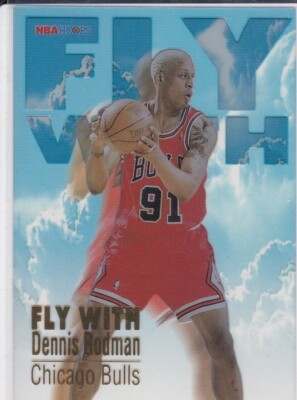 DENNIS RODMAN 1997 NBA Hoops RARE FLY WITH INSERT BASKETBALL CARD
