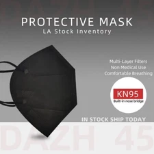 50/100Pcs Black KN95 Face Mask 5 Layer Disposable Mask Non Medical Use
