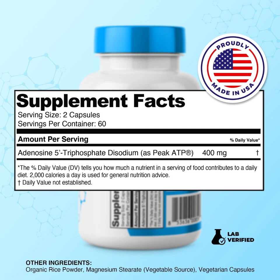 Cápsulas ATP de Prime Powders: trifosfato de adenosina probado por terceros 120 unidades Foto 4 de 4