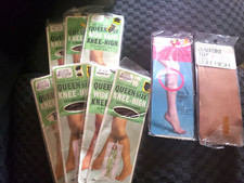 VTG. NOS Knee Highs Nylons Brown 8 1/2 - 11 Sheet Seamless 1960s, 1970s Lot Of 9