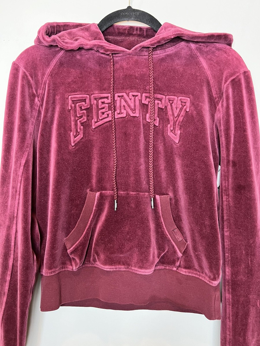 FENTY x Puma RHIANNA Crop Pullover Hoodie Velour Maroon Embroidered 13 Sz  S/P | eBay UK
