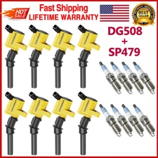 8X Ignition Coil Pack and Iridium Spark Plug For Ford F-150 4.6L 5.4L V8 DG508