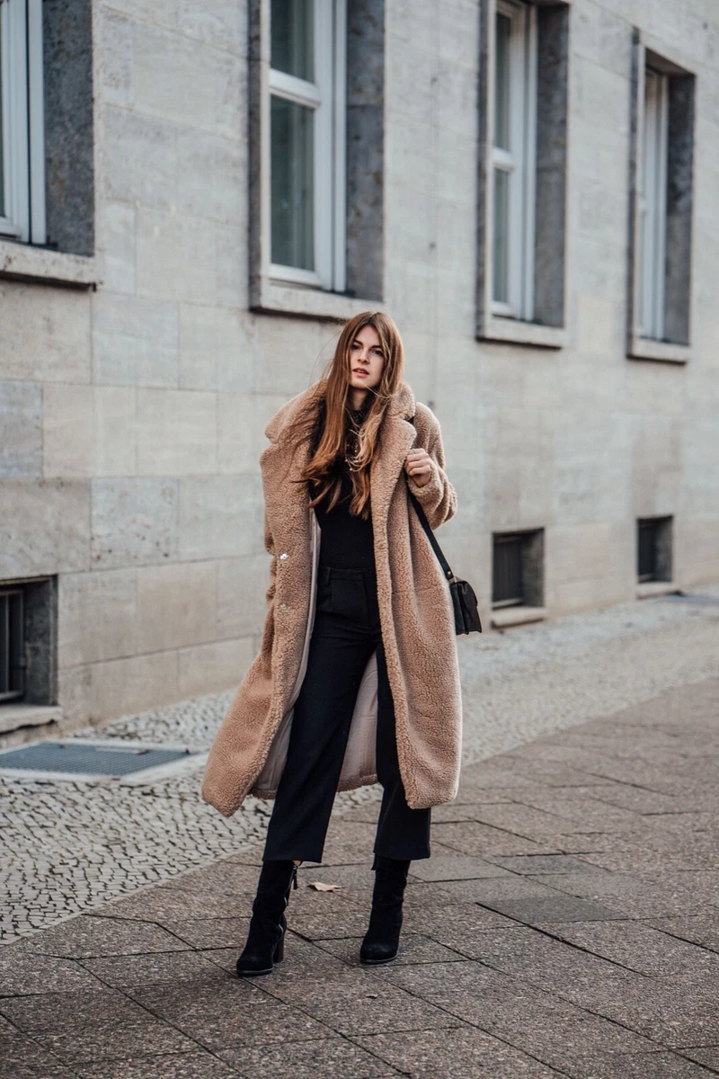Camel teddy hotsell coat h&m