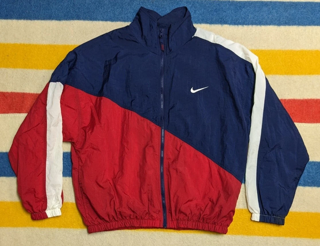 VTG 90s Nike 3 Tone Color block Big Swoosh Check Logo Windbreaker