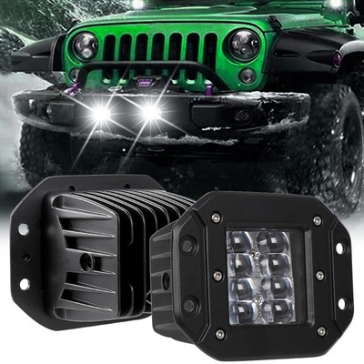 2X 5'' Flush Mount LED Work Light Rear Bumper Reverse Pods Offroad Truck Driving