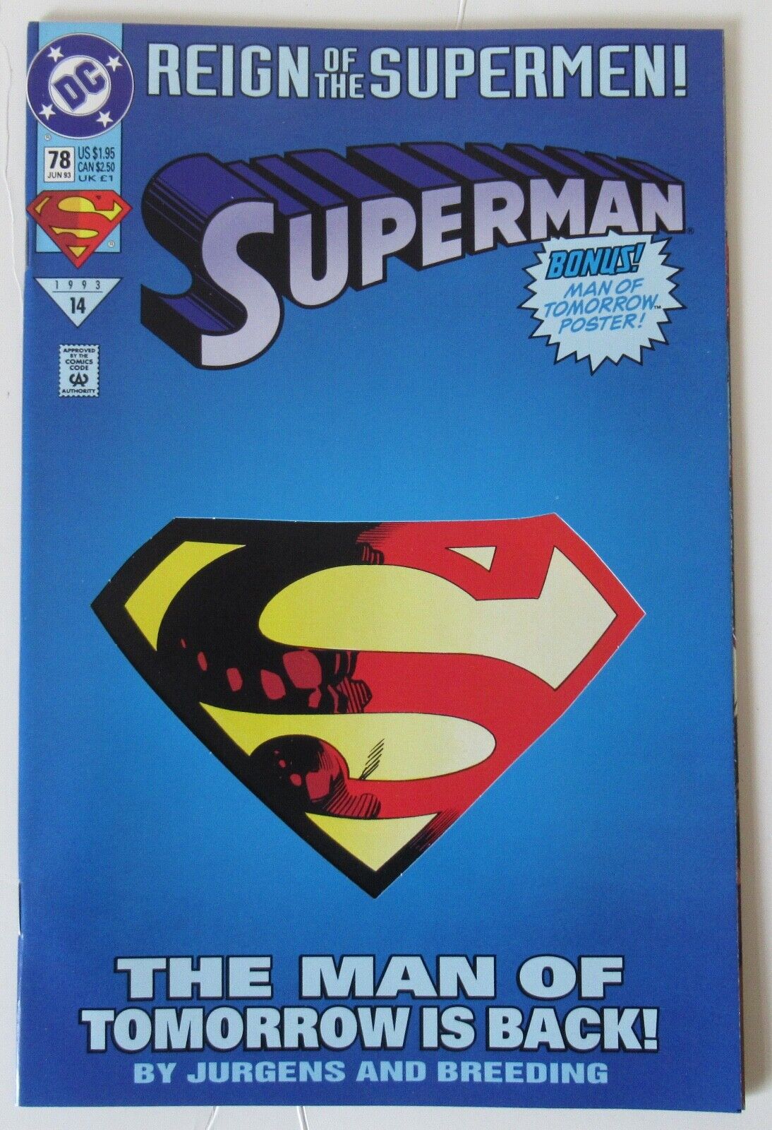 REIGN of The SUPERMEN comic books (DC,1993) All 4 covers #22,78,501,&687