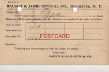 1914 BAUSCH LOMB OPTICAL CO. Your order, 2669, is at hand ROCHESTER, N. Y.