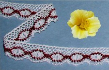 Crocheted Maroon Lace Trim 10 Yards x 7/8" White R106V CLOSEOUT