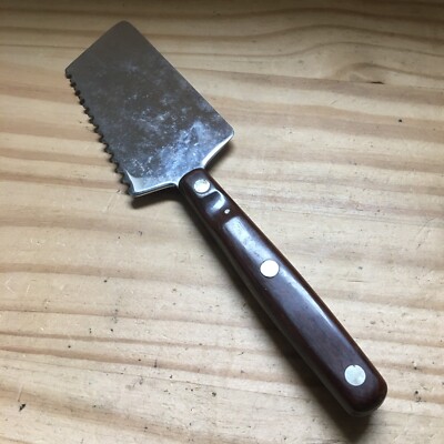 Vintage 1970s Vernco Meat Cleaver Saw Tooth Solid w/ Rosewood Handle 10''L x2.5''W