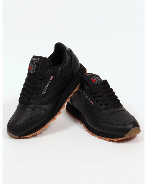 mens black leather trainers size 9