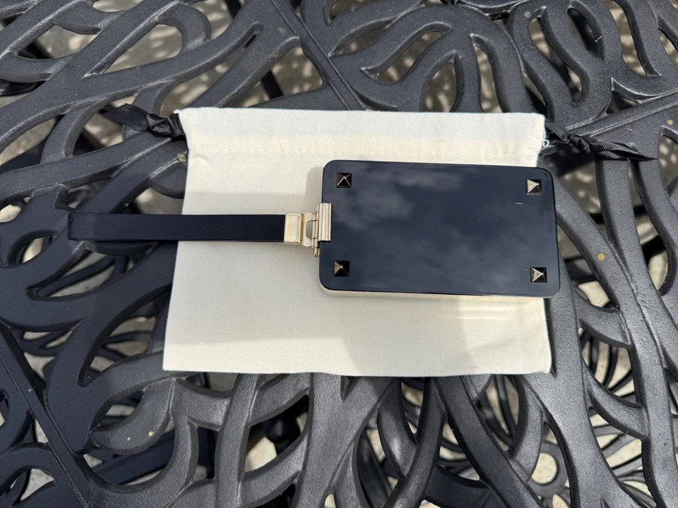 RARE VALENTINO GARAVANI MINI BLACK BOX CLUTCH W/ GOLD ROCKSTUDS & LEATHER STRAP - Image 3 of 4