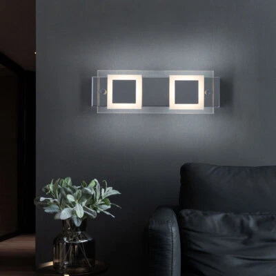 Applique Murale Couloir Lumière De L'Escalier LED 2x 4,5 Watt Chrome Verre - Photo 1/4