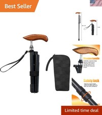 Folding Carbon Fiber Cane with Ergonomic Wooden Handle - Adjustable  Lightwe...