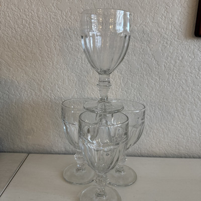 Libbey Duratuff Gilbraltar 4 Clear 6 3/4'' Wine Water Glass Goblets 12 oz Vintage