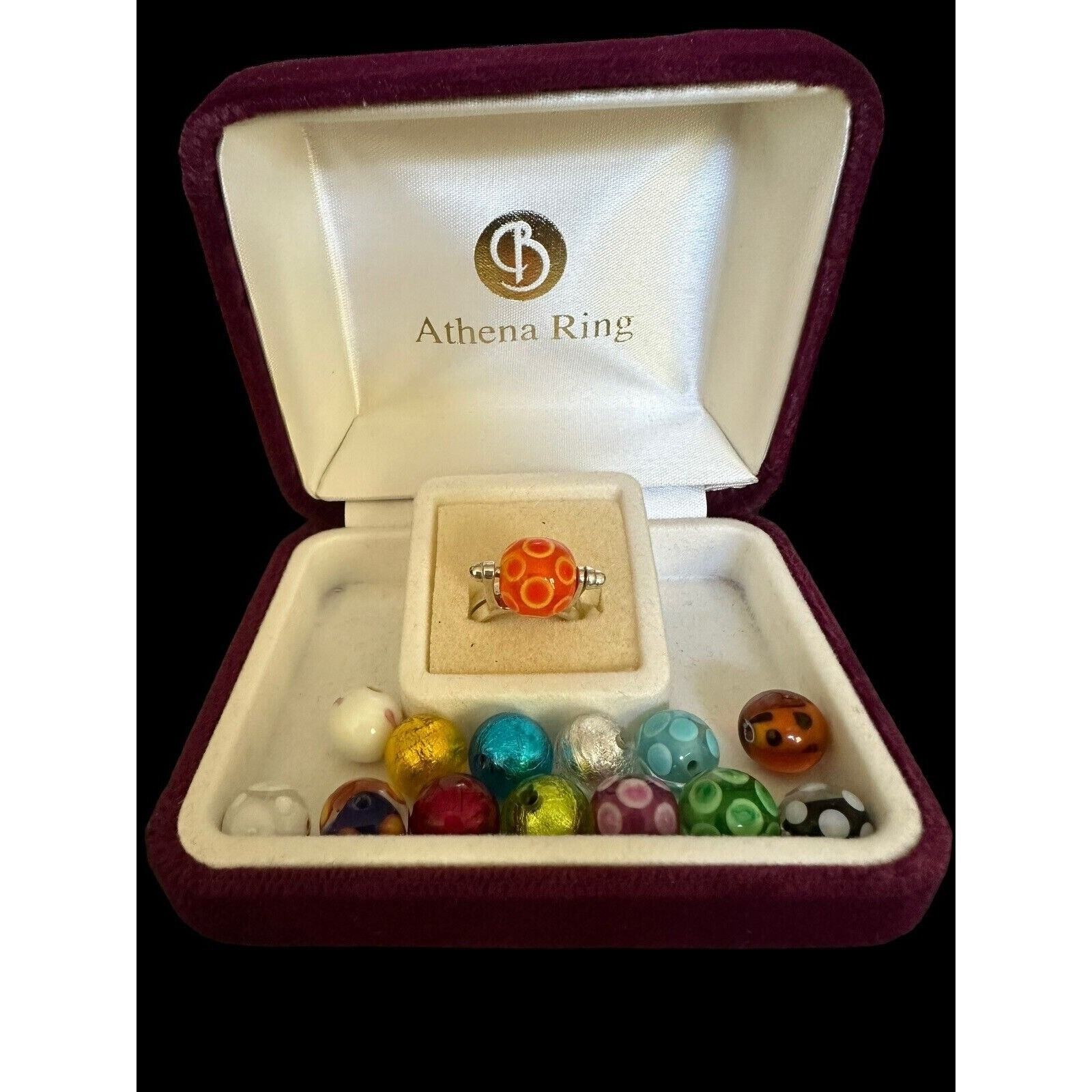 Original Sterling Interchangeable Bead Ring With 14- 8mm Venetian Beads NIB SET